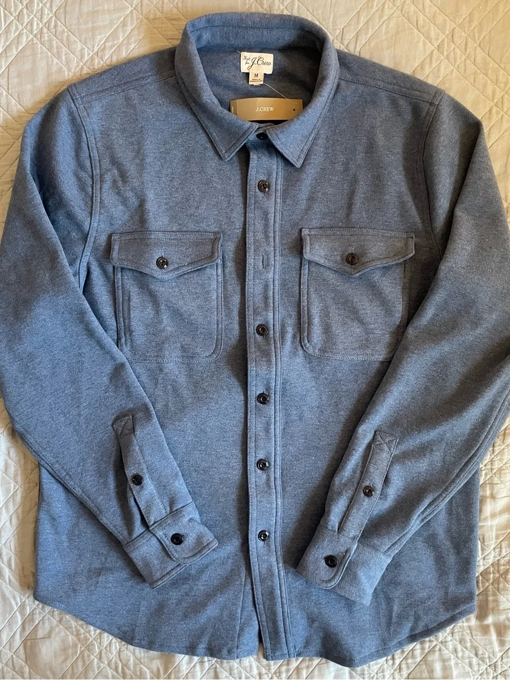 J.‎ CREW Seaboard soft-knit shirt in Heather Washed Indigo Size M NWD $118 BV899